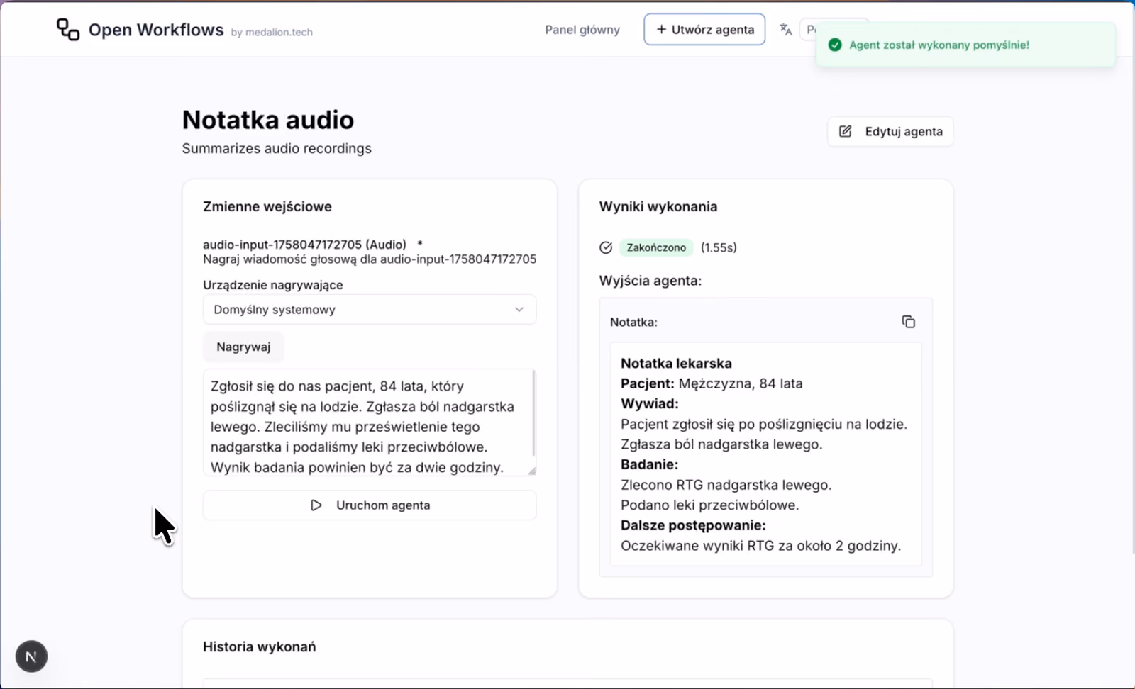 Panel transkrypcji